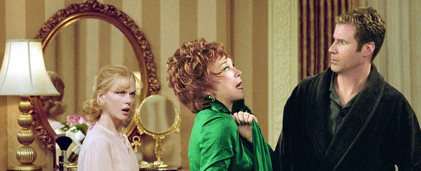 Isabel (Nicole Kidman, left), Iris (Shirley MacLaine, center), and Jack (Will Ferrell) are stuck in a nostalgia trap in 'Bewitched".