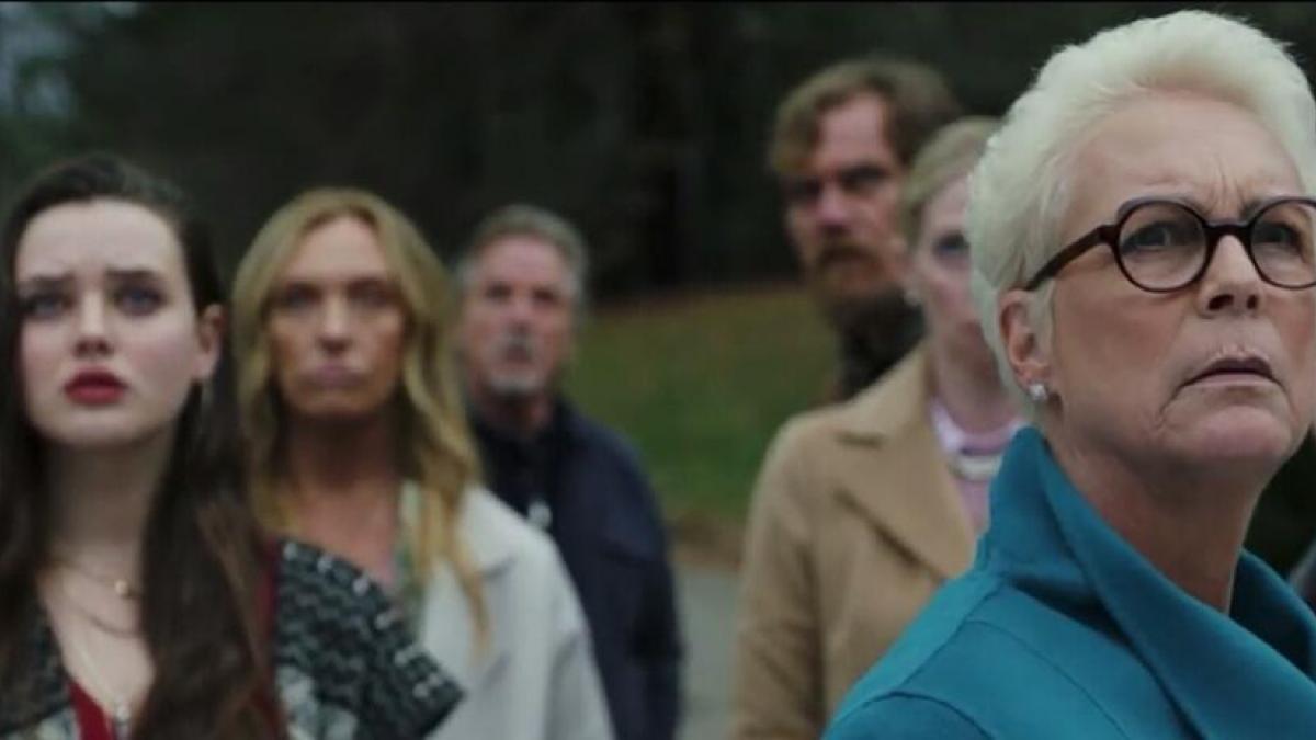 Eldest daughter Linda (Jamie Lee Curtis, right foreground) and the other members of the Thronby clan are all suspects in Rian Johnson's 'Knives Out'.